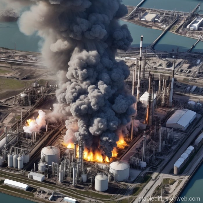 Industrial Disaster Refinery Plant Explosion | Stable Diffusion Online